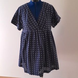 NWT, Madewell dress, XL, Navy w/ white chevron print, fully lined, v-neck